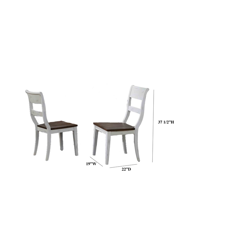 Solid Wood Ladderback Dining Side Chairs in White/ Brown (Set of 2)