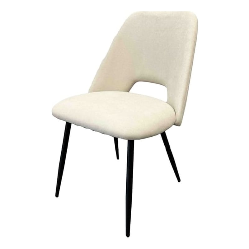 Austin Contemporary White Linen Upholstered Metal Dining Chair