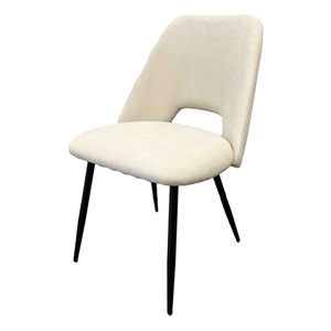 austin contemporary white linen upholstered metal dining chair