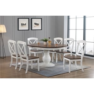 &quot45&quot&quotx45&quot&quotx63&quot Solid Wood Extendable Dining Set In White/ Brown Transitional  X-x Back 7-Piece Bella Dining Set