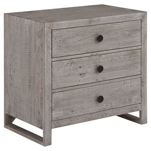 palmetto home studio 20 3-drawer modern wood nightstand in gray
