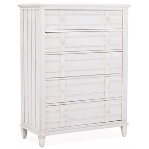 cane bay drawer 5-drawer bright white wood chest