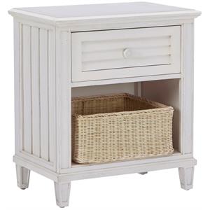 cane bay one drawer bright white wood nightstand with basket