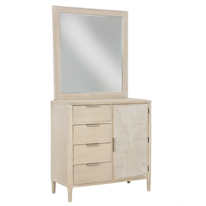 palmetto home pearl soft beige wood asymmetrical door chest and landscape mirror