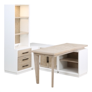 boca grande white and beige wood home office 6-piece set