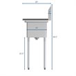 Koolmore 10x14x10 Left NSF Stainless Steel Kitchen Prep/Utility Sink in Silver