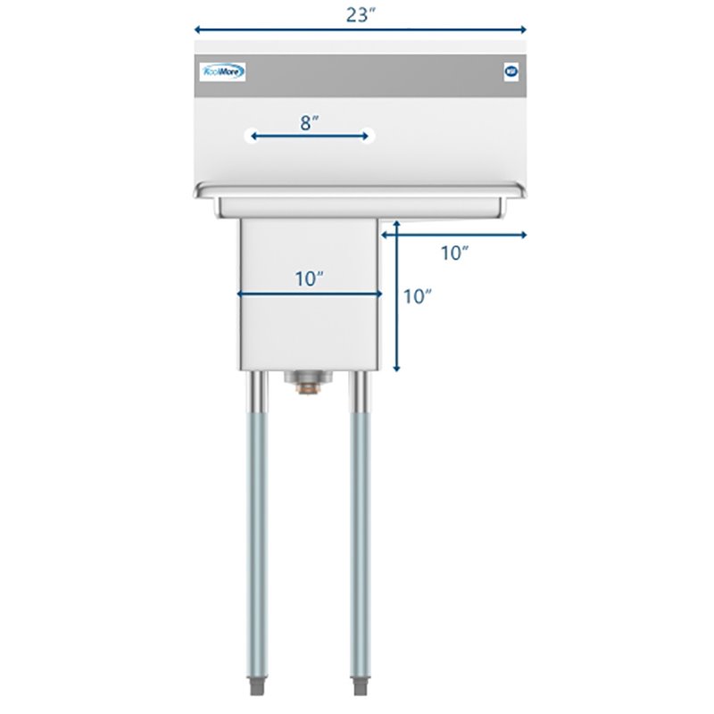 Koolmore 10x14x10 Right NSF Stainless Steel Kitchen Prep/Utility Sink in Silver