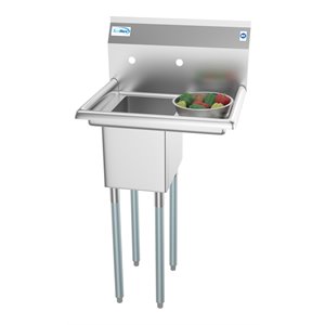 Koolmore 10x14x10 Right NSF Stainless Steel Kitchen Prep/Utility Sink in Silver