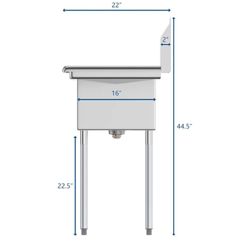 Koolmore 12x16x10 NSF Stainless Steel Kitchen Prep/Utility Sink in Silver