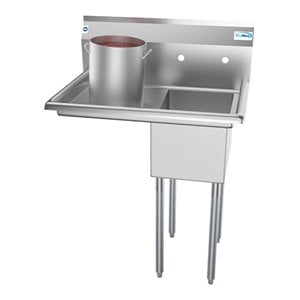Koolmore 12x16x10 Left NSF Stainless Steel Kitchen Prep/Utility Sink in Silver
