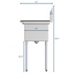 Koolmore 12x16x10 Right NSF Stainless Steel Kitchen Prep/Utility Sink in Silver