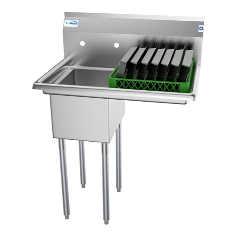 Koolmore 12x16x10 Right NSF Stainless Steel Kitchen Prep/Utility Sink in Silver