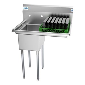 Koolmore 12x16x10 Right NSF Stainless Steel Kitchen Prep/Utility Sink in Silver