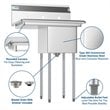 Koolmore 14x16x11 Left NSF Stainless Steel Kitchen Prep/Utility Sink in Silver