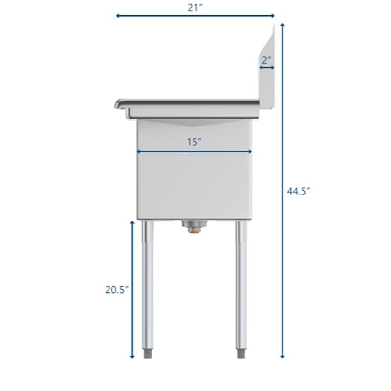 Koolmore 15x15x12 NSF Stainless Steel Kitchen Prep/Utility Sink in Silver