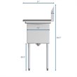 Koolmore 15x15x12 NSF Stainless Steel Kitchen Prep/Utility Sink in Silver