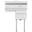 Koolmore 15x15x12 Left NSF Stainless Steel Kitchen Prep/Utility Sink in Silver