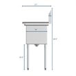 Koolmore 15x15x12 Left NSF Stainless Steel Kitchen Prep/Utility Sink in Silver
