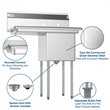 Koolmore 15x15x12 Left NSF Stainless Steel Kitchen Prep/Utility Sink in Silver