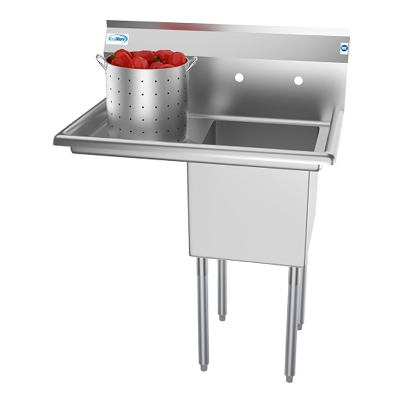 Koolmore 15x15x12 Left NSF Stainless Steel Kitchen Prep/Utility Sink in Silver