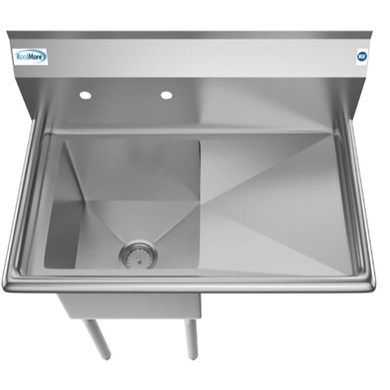 Koolmore 15x15x12 Right NSF Stainless Steel Kitchen Prep/Utility Sink in Silver