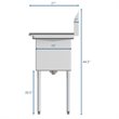 Koolmore 15x15x12 Right NSF Stainless Steel Kitchen Prep/Utility Sink in Silver