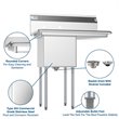 Koolmore 15x15x12 Right NSF Stainless Steel Kitchen Prep/Utility Sink in Silver