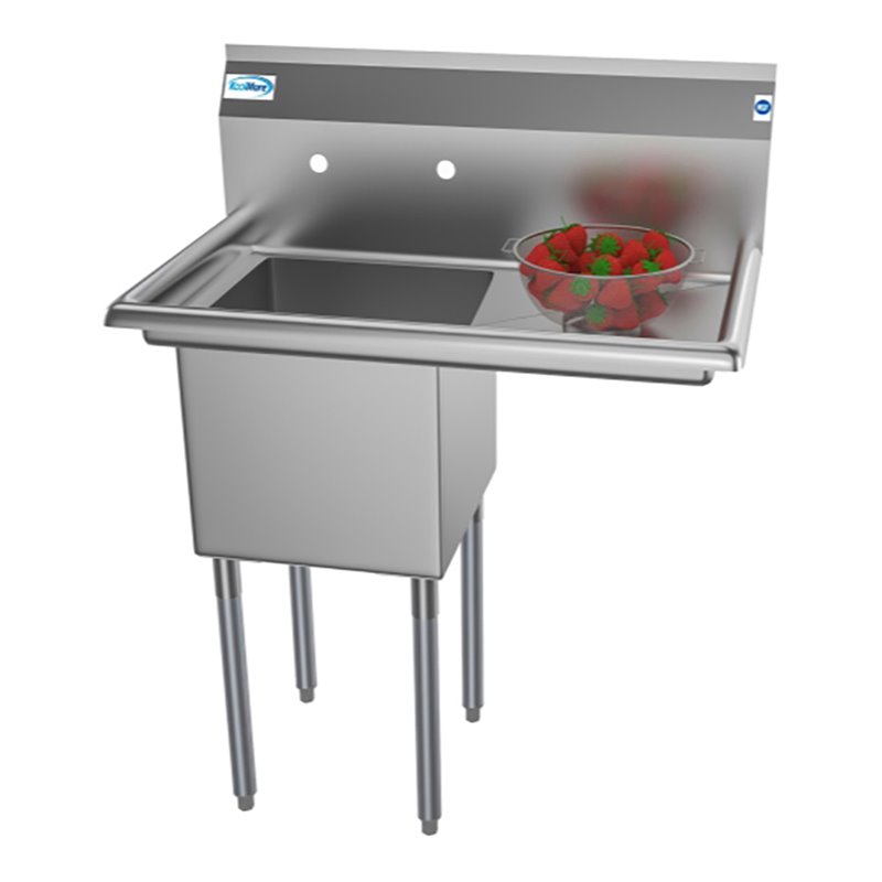 Koolmore 15x15x12 Right NSF Stainless Steel Kitchen Prep/Utility Sink in Silver