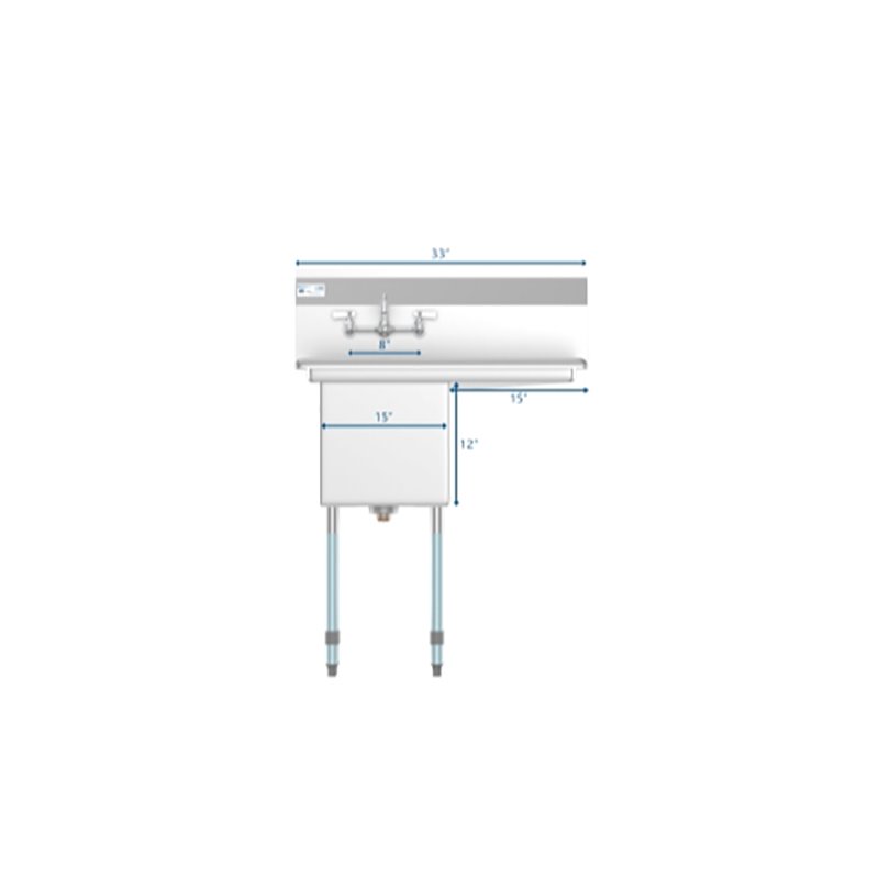 Koolmore 15x15x12 Stainless Steel Kitchen Prep/Utility Sink and Faucet in Silver