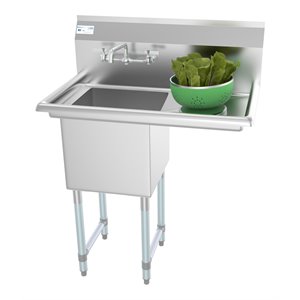 Koolmore 15x15x12 Stainless Steel Kitchen Prep/Utility Sink and Faucet in Silver