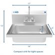 Koolmore Stainless Steel Commercial Hand Sink with Gooseneck Faucet in Silver