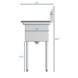 Koolmore 12x16x10 NSF Stainless Steel Kitchen Prep & Utility Sink in Silver
