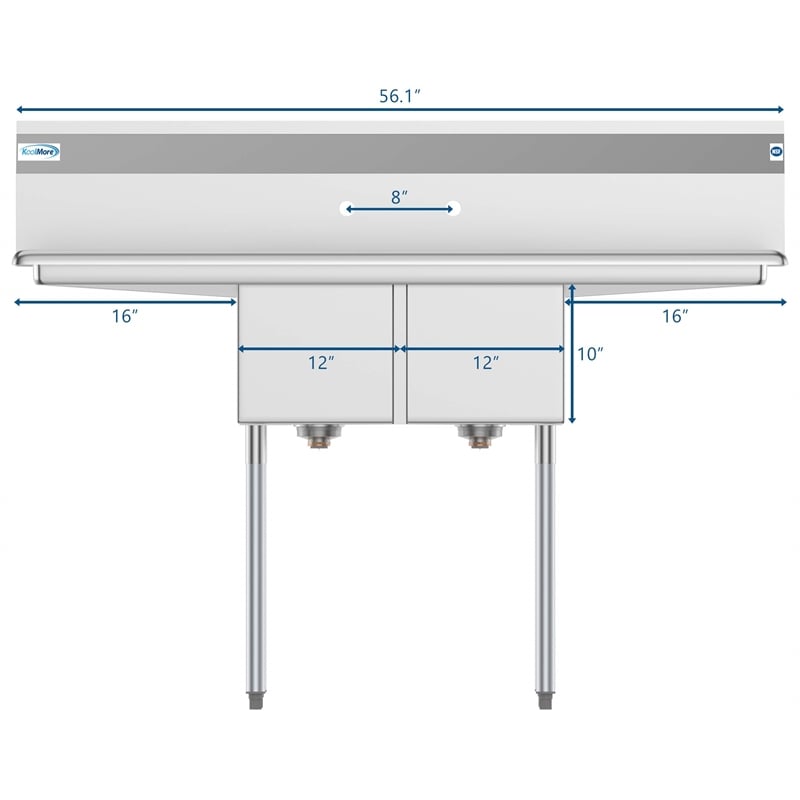 Koolmore 12x16x10 Stainless Steel Kitchen Prep & Utility Sink in Silver