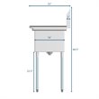 Koolmore 14x16x11 Left Stainless Steel Kitchen Prep & Utility Sink in Silver