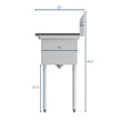 Koolmore 14x16x11 Right Stainless Steel Kitchen Prep & Utility Sink in Silver