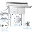 Koolmore 14x16x11 Right Stainless Steel Kitchen Prep & Utility Sink in Silver