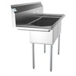 Koolmore 15x15x12 Left Stainless Steel Kitchen Prep & Utility Sink in Silver