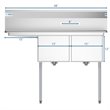 Koolmore 15x15x12 Left Stainless Steel Kitchen Prep & Utility Sink in Silver