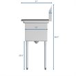 Koolmore 15x15x12 Left Stainless Steel Kitchen Prep & Utility Sink in Silver