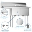 Koolmore 15x15x12 Left Stainless Steel Kitchen Prep & Utility Sink in Silver