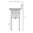 Koolmore 15x15x12 Right Stainless Steel Kitchen Prep & Utility Sink in Silver