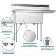 Koolmore 15x15x12 Right Stainless Steel Kitchen Prep & Utility Sink in Silver