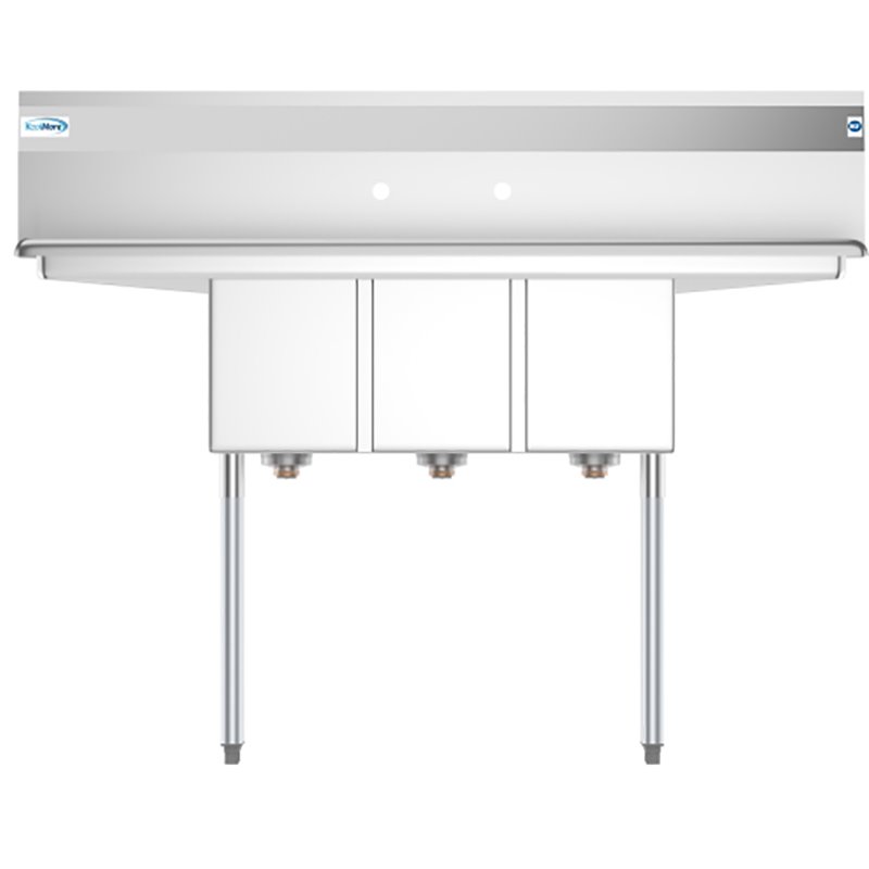 Koolmore 10x14x10 3-Compartment Stainless Steel Kitchen Sink in Silver