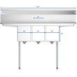 Koolmore 10x14x10 3-Compartment Stainless Steel Kitchen Sink in Silver