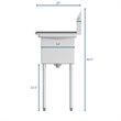 Koolmore 10x14x10 3-Compartment Stainless Steel Kitchen Sink in Silver