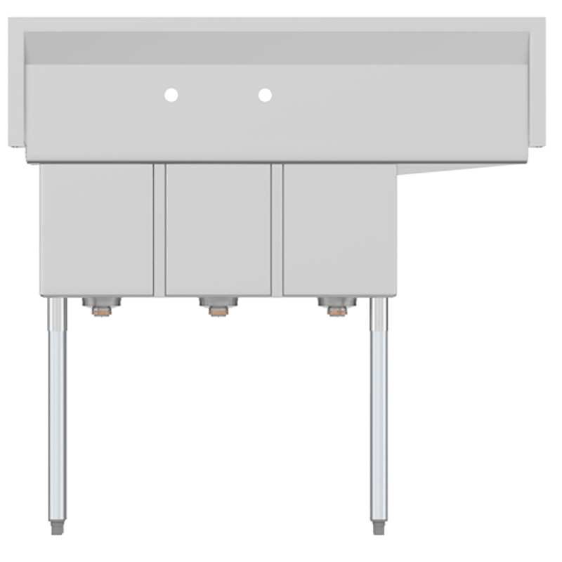 Koolmore 10x14x10 Left 3-Compartment Stainless Steel Kitchen Sink in Silver