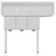 Koolmore 10x14x10 Left 3-Compartment Stainless Steel Kitchen Sink in Silver
