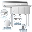 Koolmore 10x14x10 Left 3-Compartment Stainless Steel Kitchen Sink in Silver