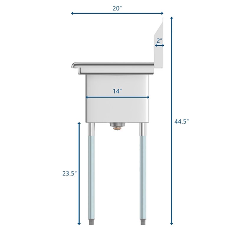 Koolmore 10x14x10 Right 3-Compartment Stainless Steel Kitchen Sink in Silver