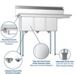 Koolmore 10x14x10 Right 3-Compartment Stainless Steel Kitchen Sink in Silver